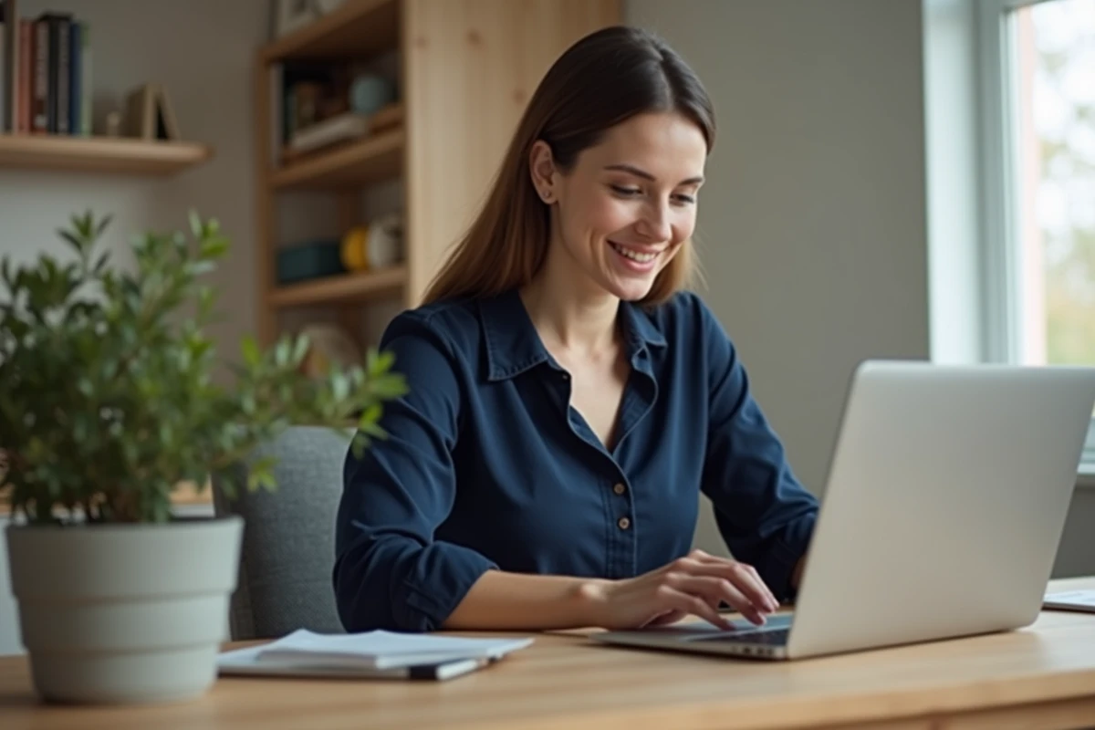 Femme utilisant une interface numérique conviviale sur un ordinateur portable pour améliorer son expérience utilisateur